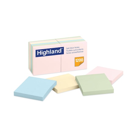 3M Note, Highland, 3"x3", Assortd, PK12 6549A